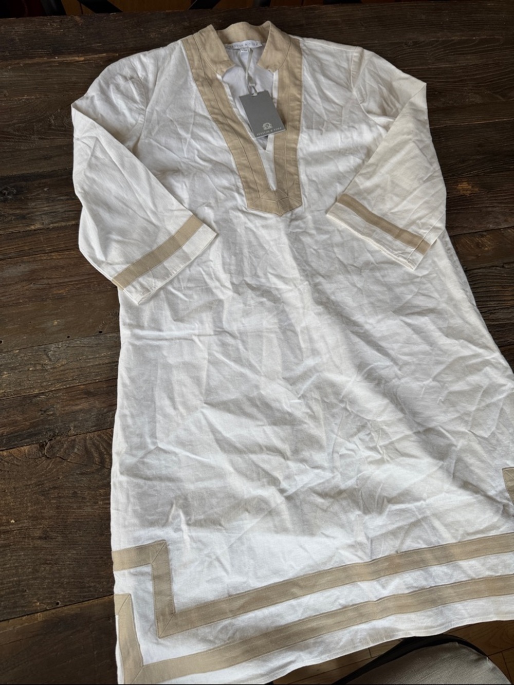Preston & York Loretta lined white linen tunic sheath summer dress NWT size 8 - Picture 6 of 8